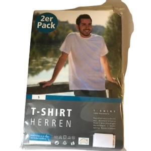 T-Shirt heren 100% katoen; 2 pack, ronde hals maat S